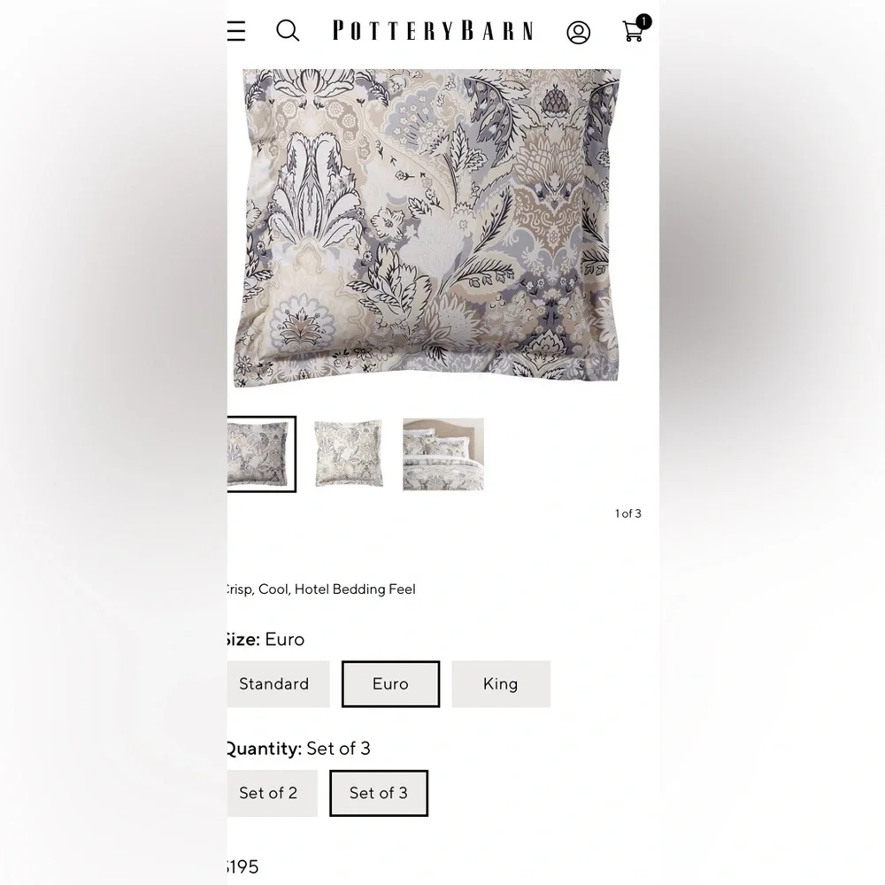 3 / Pottery Barn Celeste Percale Euro Sham